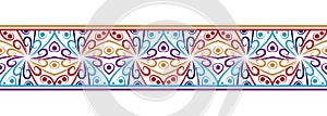 Border line seamless background. Decorative design seamless ornamental mosaic border pattern. Islamic, indian, arabic motifs.