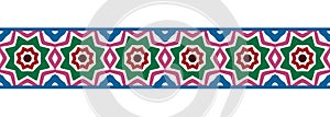 Border line seamless background. Decorative design seamless ornamental mosaic border pattern. Islamic, indian, arabic motifs.