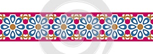 Border line seamless background. Decorative design seamless ornamental mosaic border pattern. Islamic, indian, arabic motifs.