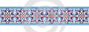 Border line seamless background. Decorative design seamless ornamental mosaic border pattern. Islamic, indian, arabic motifs.