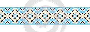 Border line seamless background. Decorative design seamless ornamental mosaic border pattern. Islamic, indian, arabic motifs.