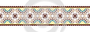 Border line seamless background. Decorative design seamless ornamental mosaic border pattern. Islamic, indian, arabic motifs.