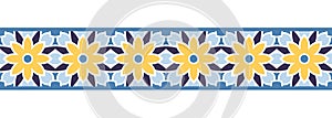 Border line seamless background. Decorative design seamless ornamental mosaic border pattern. Islamic, indian, arabic motifs.