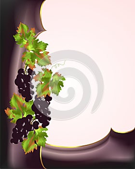 Border with red grapes, cdr vector