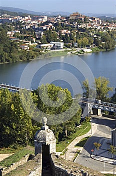 Border river, bridge, between Portugal and Spain