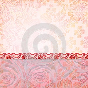 Border of roses and lace. Background for the photo book