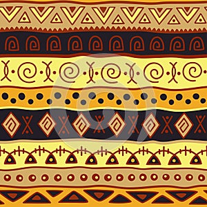 Color seamless pattern in ethnic style. Ornamental element African theme. Set of vintage decorative tribal border. Traditional Mao