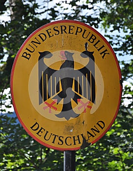 Border sign Federal Republic of Germany in Bayerisch Eisenstein