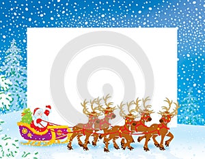 Border with Sleigh of Santa Claus