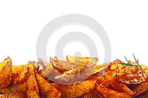 Border of spicy fried potato wedges