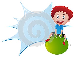 Border template with boy on green ball