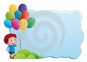 Border template with boy holding balloons