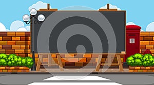 Border template with brickwall and empty road background