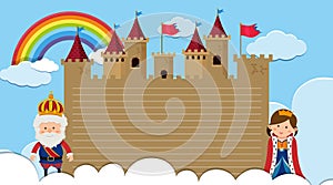 Border template with king and queen at the castle