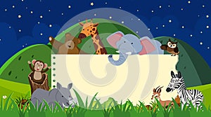 Border template with wild animals background