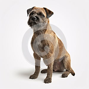 Border Terrier breed dog isolated on a clean white background