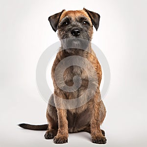 Border Terrier breed dog isolated on a clean white background