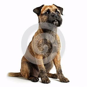 Border Terrier breed dog isolated on a clean white background