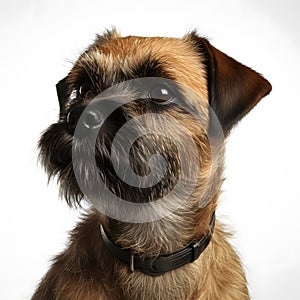 Border Terrier breed dog isolated on a clean white background