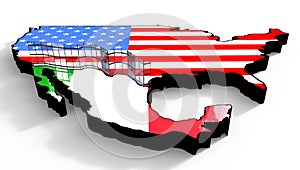 Border Wall Beween America and Mexico 3d Illustration