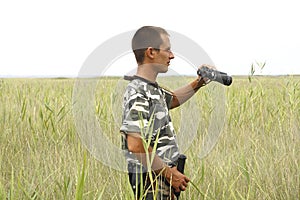 A border war is looking through binoculars
