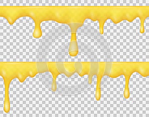 Borders of dripping liquid honey or yellow caramel