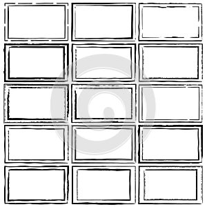 Set of black and white borders and frames.