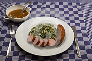 Borecole with smoked sausage