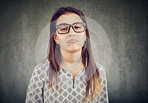 Bored annoyed woman in glasses
