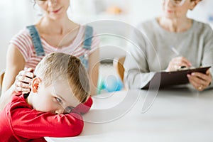 Bored boy during classes