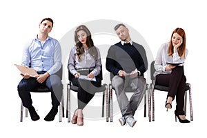 Bored Business People Waiting For Job Interview