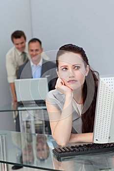 Bored businesswoman at her desk