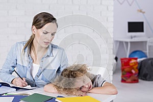 Bored child at desk