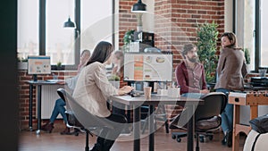 Bored child disturbing business people at work office