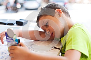 Bored child waiting for meal