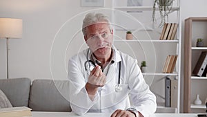 bored doctor annoyed man checking time leaving