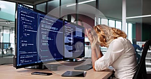 Bored Female Software Developer Web Programmer