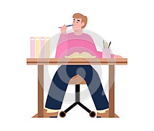 Bored, lazy, tired office worker or student a vector isolated illustration