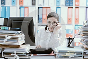 Bored office worker sitting at desk