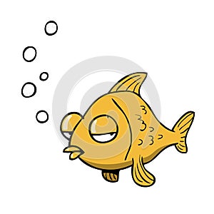 Bored orange fish underwater