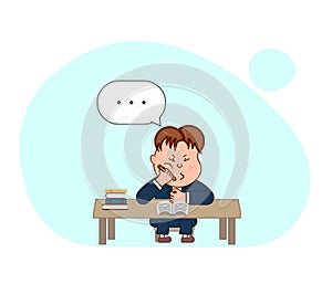 Bored schoolboy in a boring class