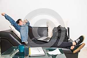 Bored student in virtual classes