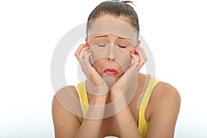 Bored Unhappy Depressed Emotional Young Woman Portrait