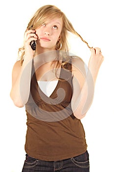 Bored woman on cellphone