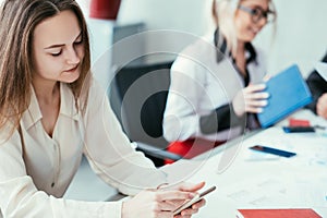 Bored work team member slack browse smartphone