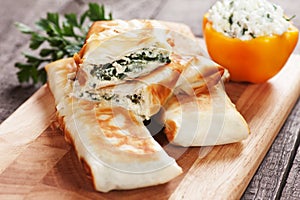 Borek with chard and cheese filling photo