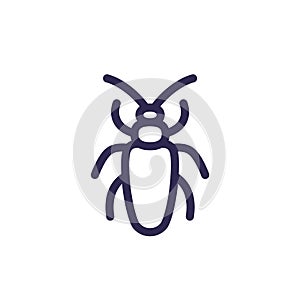 borer bug line icon, woodboring beetle on white