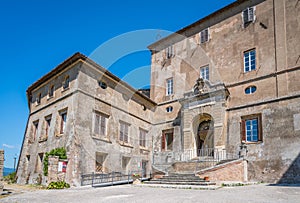 Borgia`s Fortress Rocca dei Borgia in Subiaco in a summer morning, province of Viterbo, Lazio, central Italy.