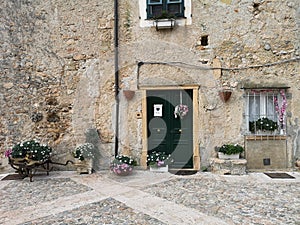 Flowers and houses in Borgio Verezzi photo