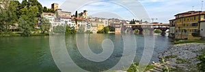 Borgo di Bassano del Grappa e Ponte Vecchio sul fiume piave photo